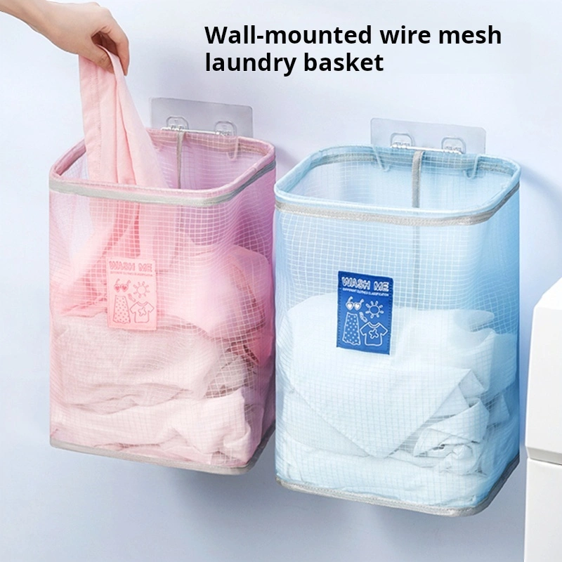 Cesta de lavandería plegable de malla para colgar en la pared, cesta organizadora de ropa transparente para almacenamiento de juguetes grande1723880575541599 1