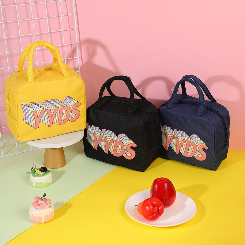 New cute cartoon portable cooler bag student bento food storage handbag canvas outdoor lunch thermal bag 1