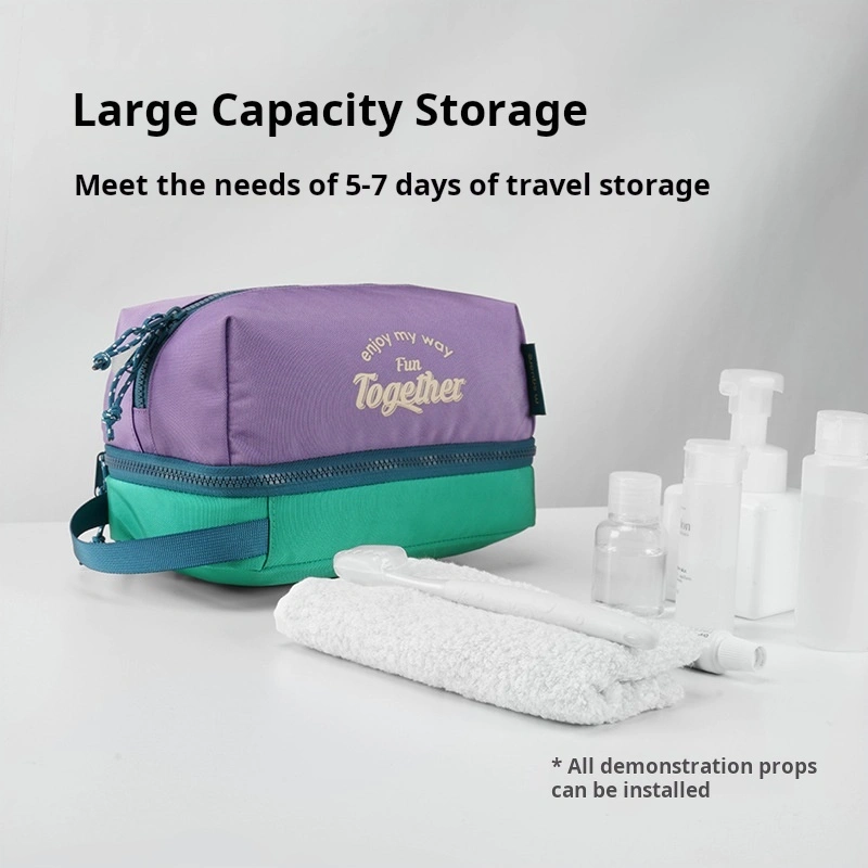 Double-Deck Travel กระเป๋าแต่งหน้าผู้ชายกันน้ำฟิตเนสกระเป๋าผู้หญิงแฟชั่นกระเป๋าถือแบบพกพา 1