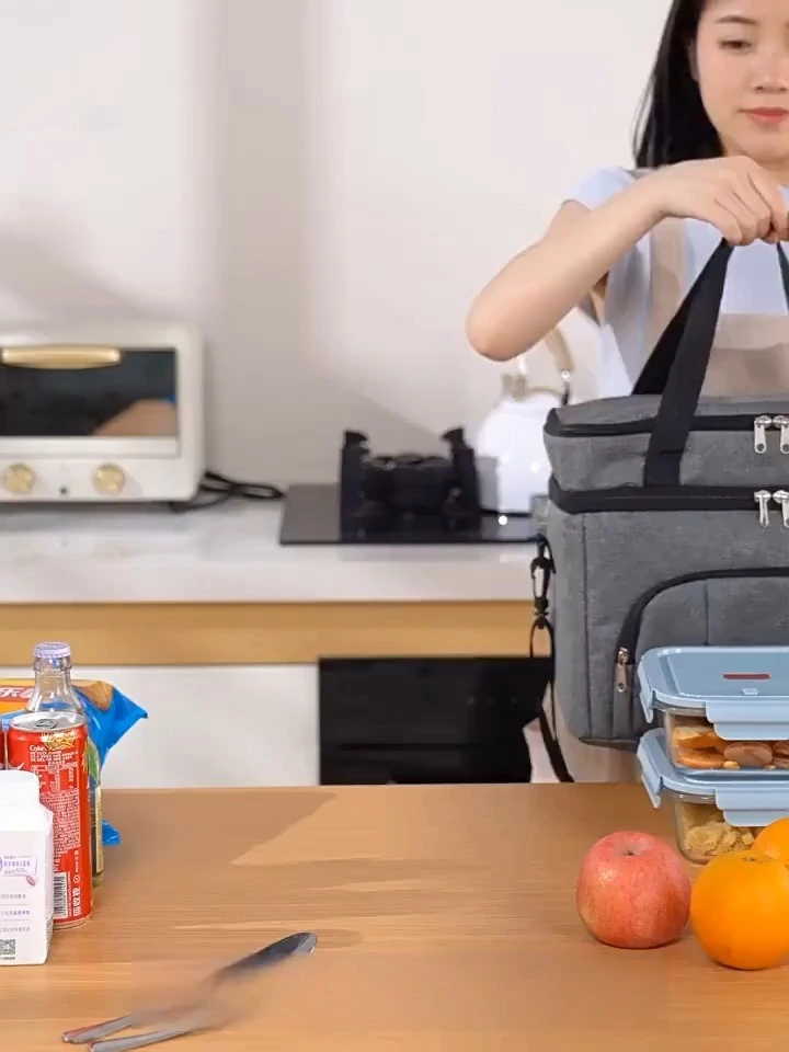 Double-layer malaking kapasidad pagkakabukod bag panlabas na ice bag maginhawang paglalakbay piknik bag portable tanghalian bag para sa trabaho 1