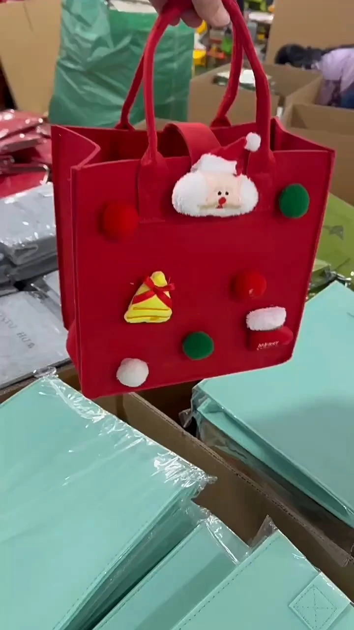 حقيبة تفاح عيد الميلاد المصنوعة من اللباد، حقيبة هدايا عشية عيد الميلاد المصنوعة من اللباد، مُصنِّع حقائب هدايا عيد الميلاد المصنوعة من اللباد 1