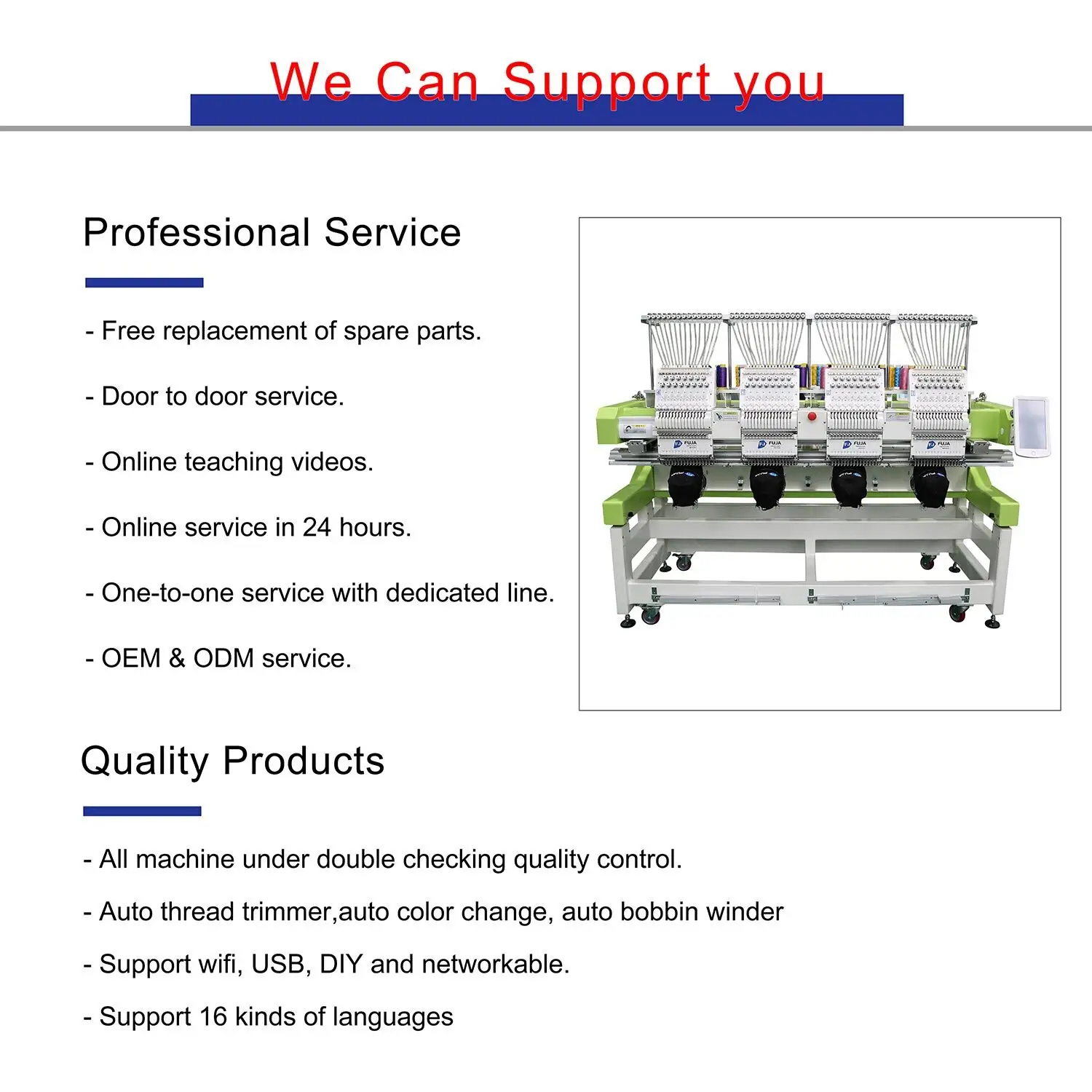High Quality 4 Head Embroidery Machine Factory 7