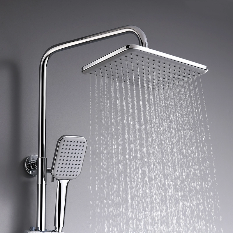 Élégant système de douche thermostatique chromé avec pomme de douche à effet de pluie de 20,3 cm et douchette à main – Ensemble de fixation de salle de bain de luxe 1