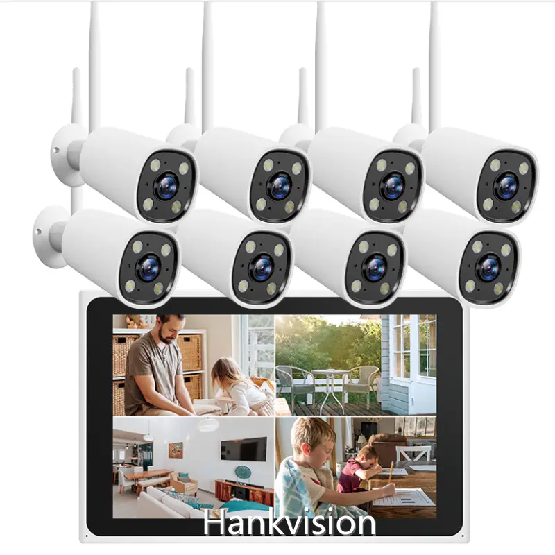 WiFi6 NVR Kit with Screen 3MP Home Surveillance System IP66 Waterproof Surveillance Cameras-1 1