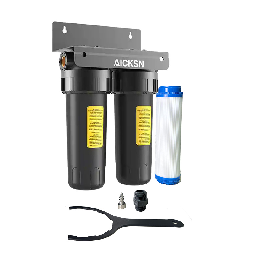 Aicksn Versatile sistema di alloggiamento Big Blue a 2 stadi per il trattamento dell'acqua di livello industriale per acqua pulita priva di incrostazioni MB2-2T2 -FOF 1