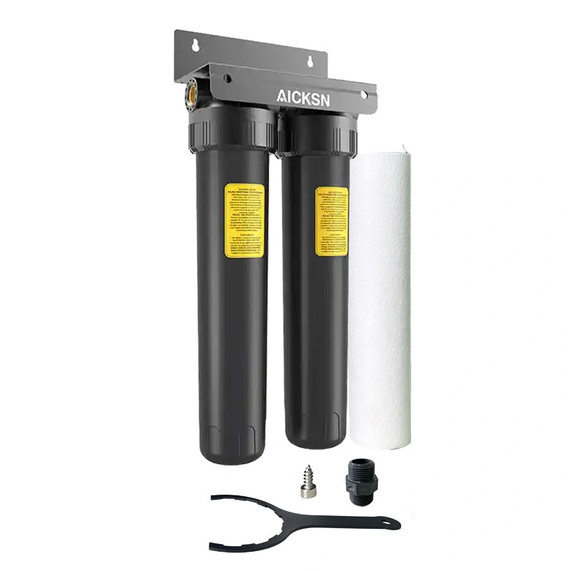 Aicksn Easy Water Upgrade: Sistema de filtración ACF con carcasa Big Blue de 2 etapas: mejore la calidad en el hogar, la oficina y la industria sin un mitigador de presión MB2-2P2-PP 1
