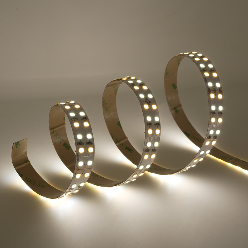 Bande réglable 24V double couleur blanche CCT LED, variable 2700K-6500K, 16,4 pieds 5