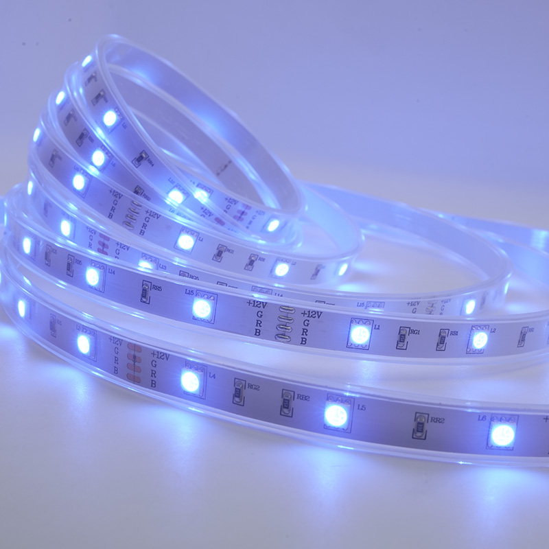 Cinta colorida impermeable de la luz de tira del LED 12V RGB LED con 48 LED los 5M IP67 3