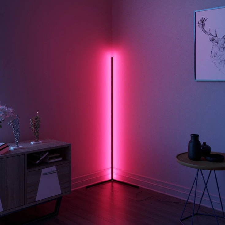 مصباح أرضي مثلث RGB حديث الحد الأدنى لغرفة النوم ركن ملون Led مصباح أرضي قائم 4