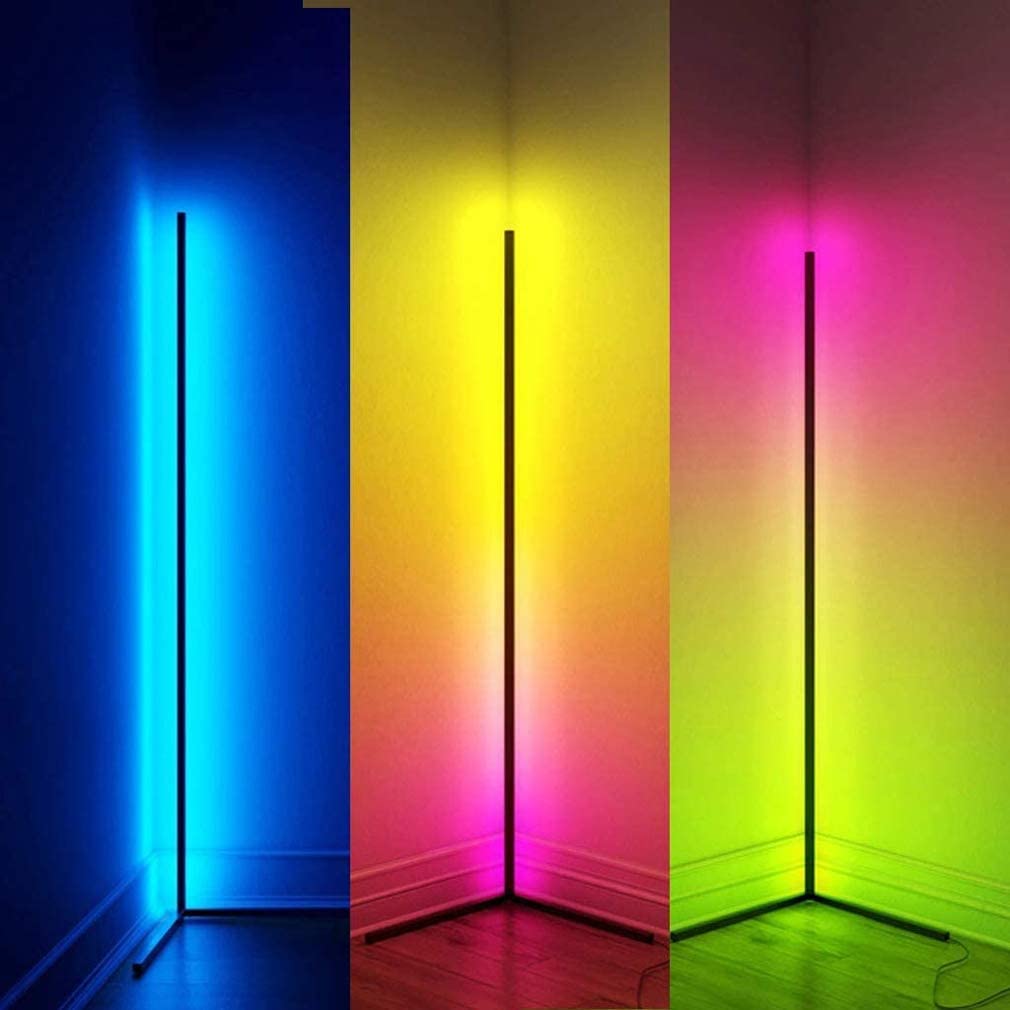 مصباح أرضي مثلث RGB حديث الحد الأدنى لغرفة النوم ركن ملون Led مصباح أرضي قائم 2