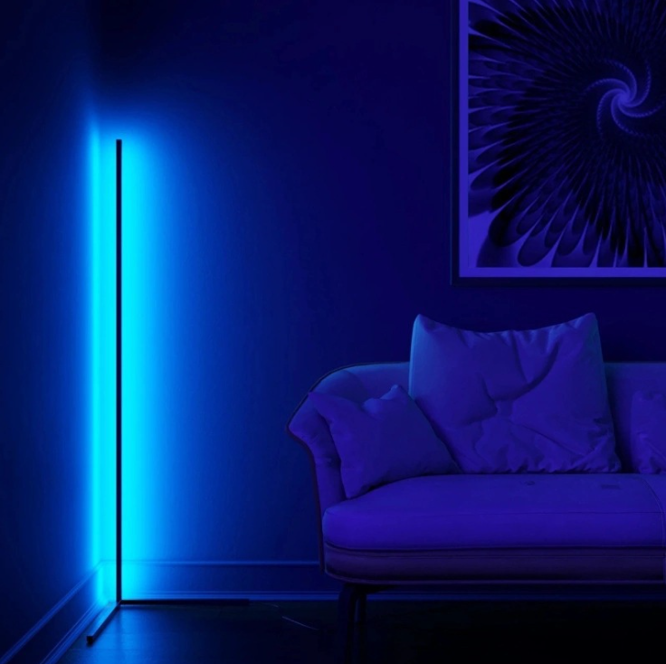 مصباح أرضي مثلث RGB حديث الحد الأدنى لغرفة النوم ركن ملون Led مصباح أرضي قائم 6