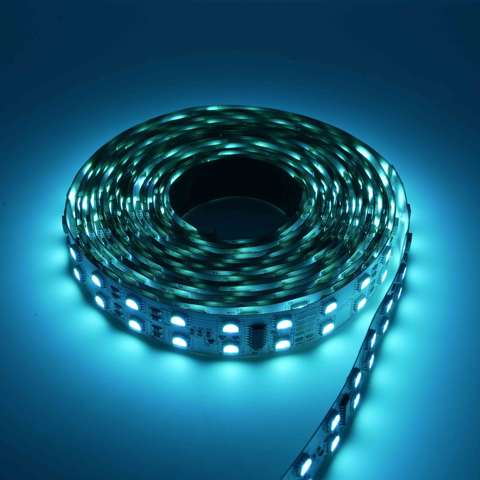 Lumières de bande LED RVB numériques adressables à double rangée 24 V 5050 – 120 LED IP 16,4 pieds20 8