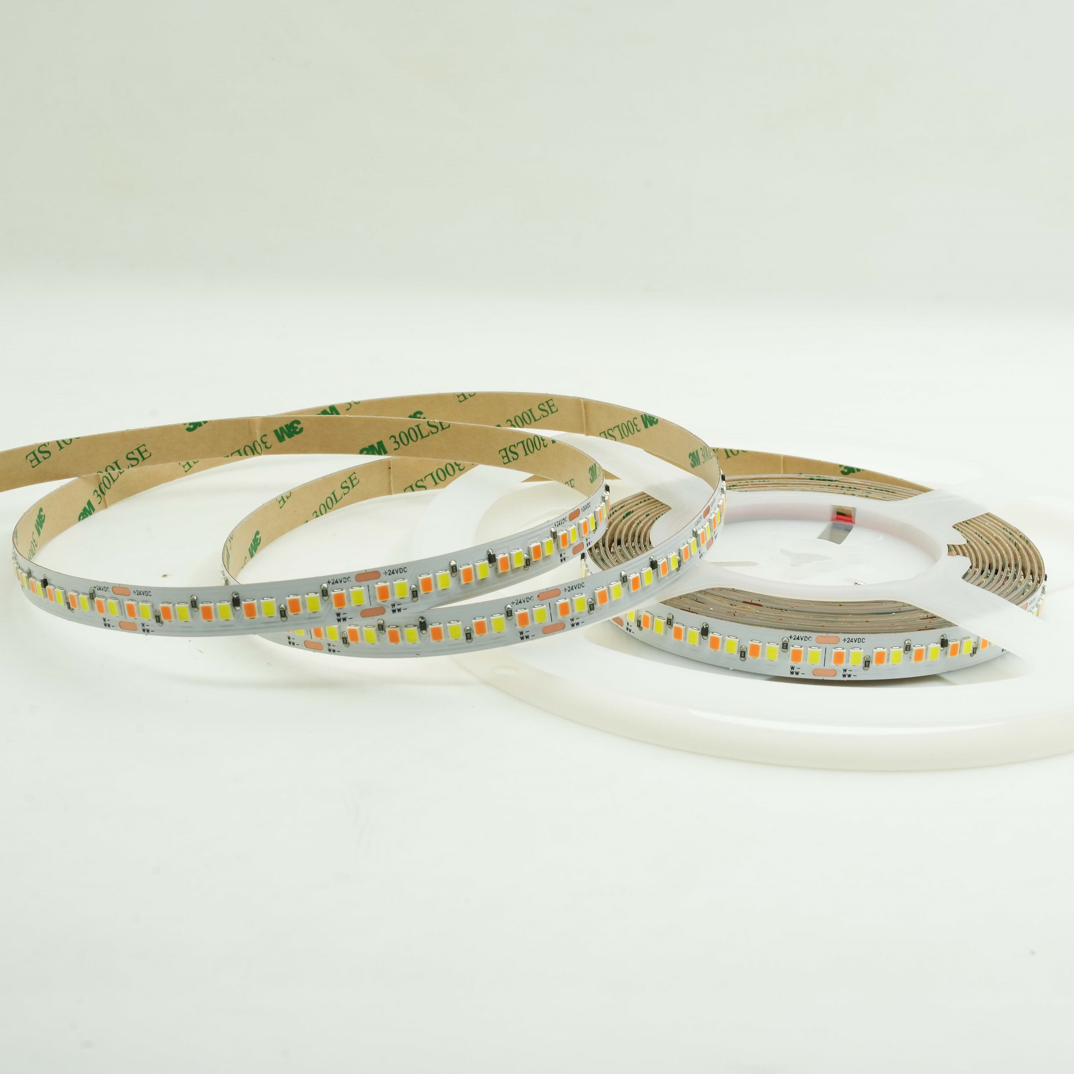 24V 224leds SMD LED Tape Light High CRI Ra95 24V CCT 2835 1800k-3000k Tunable Dual White IP20 9