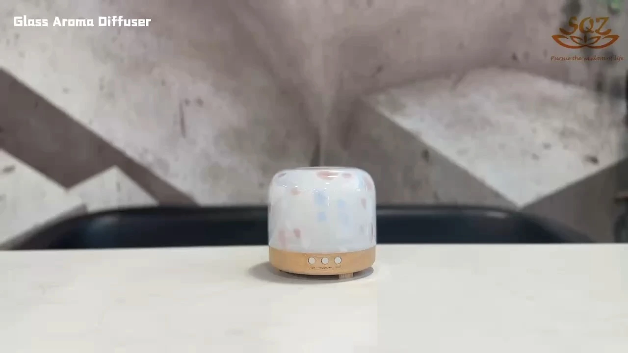 Bunte Punkte, matt, mundgeblasenes Glas, Aromatherapie-Diffusor für ätherische Öle, Ultraschall-Luftbefeuchter WG2208 1