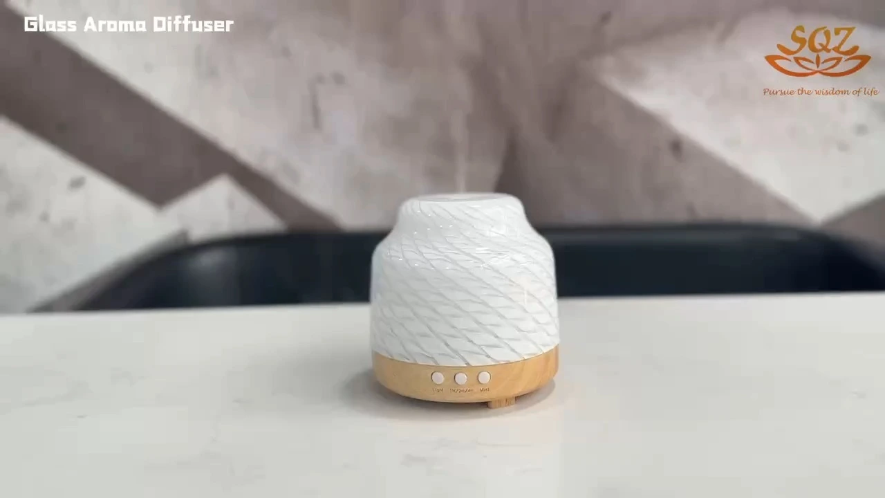 Echtholz-Ultraschall-Aromaglas-Diffusor für ätherische Öle, Spa-Raumduft-Luftbefeuchter WG2204 1