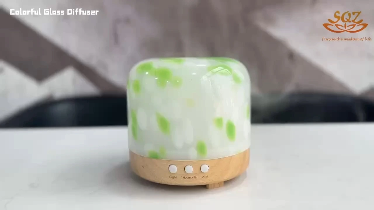 Umidificatore per ambienti ad ultrasuoni con olio essenziale di diffusore in vetro per aromaterapia con punti bianchi verdi & WG2207 1