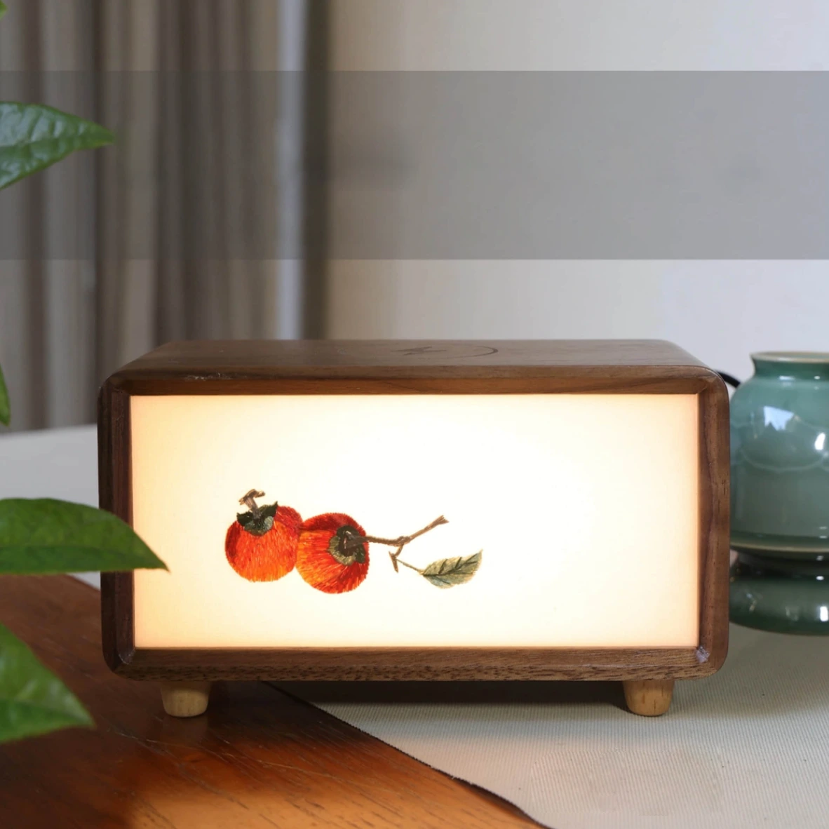 Elegant hand embroidery Night Lamp wooden frame with Warm Ambience Light WNL02 1