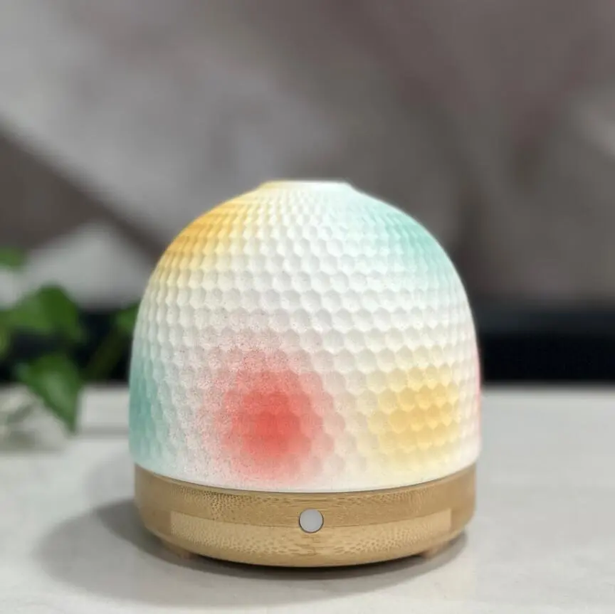 Wireless Glazed Ceramic Ultrasonic Aromatherapy Diffuser Rechargeable Bamboo Base Electric Humidifier 1