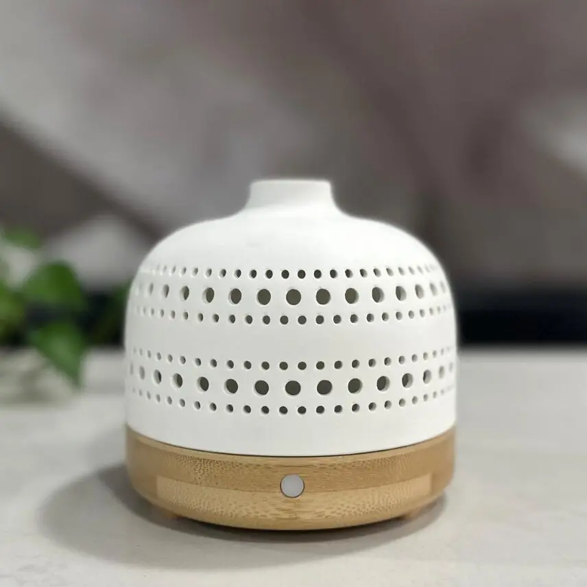 Cordless Rechargeable USB Ultrasonic Ceramic Essential Oil Diffuser Bamboo Base 1