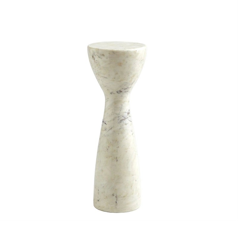 FST102 Black White Solid Stone Pedestal Post Accent Side Coffee Marble End Table Moder 1