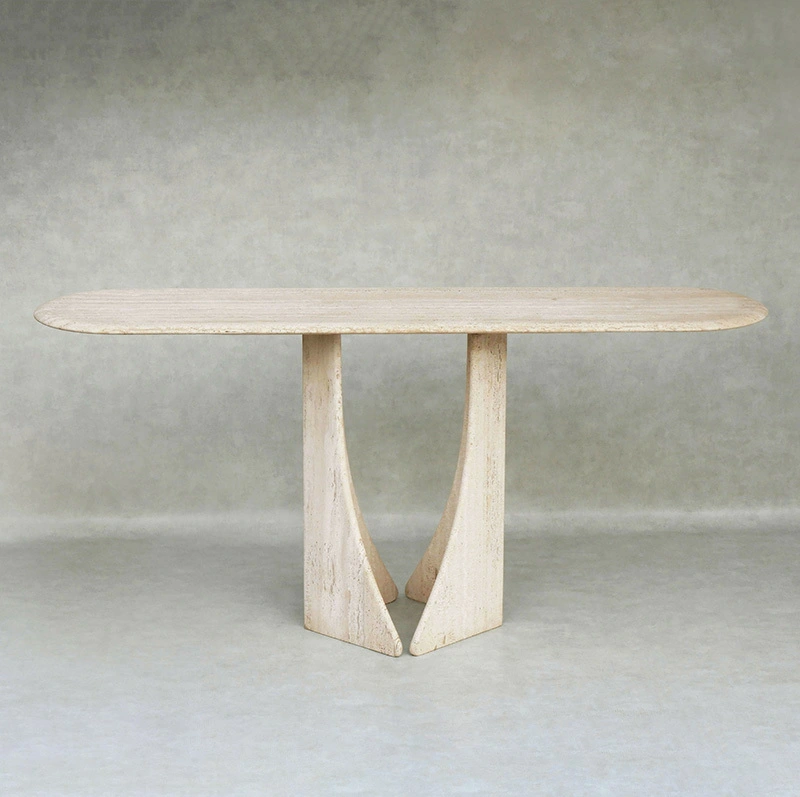 FCS007 Nordic Modern Coffee Table Set Carved Travertine Console Table 1