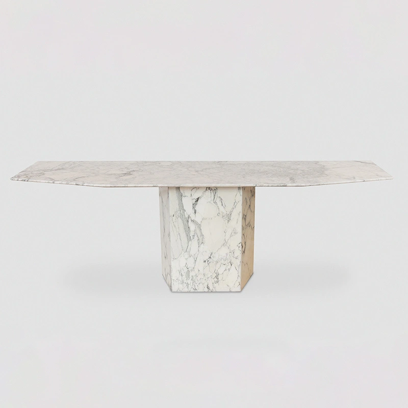 FCS009 Luxury Square Dining Table Arabescato Marble Travertine Console Table 1
