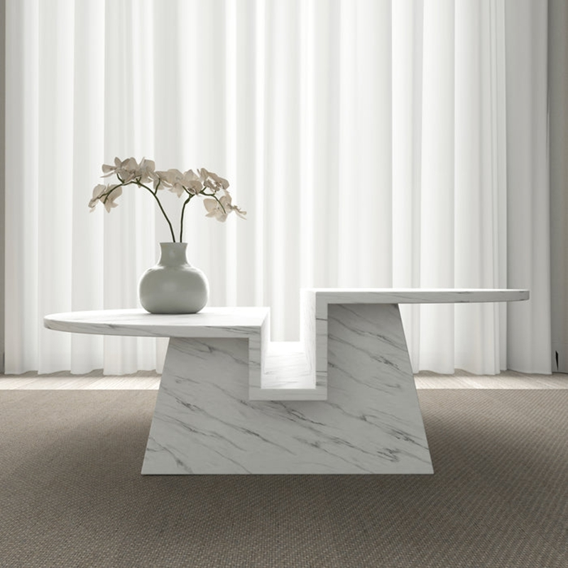FCT017 Unique Design Carrara White Marble Coffee Table 1