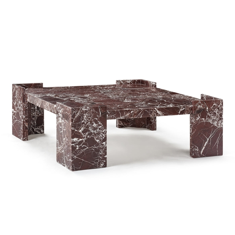 FCT014 Modern Square Red Rosso Levanto Marble Coffee Table 1