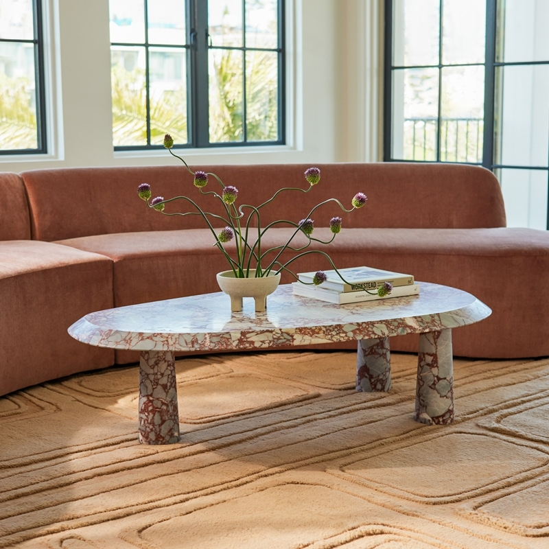 FCT010 Living Room Calacatta Red Marble Coffee Table 1