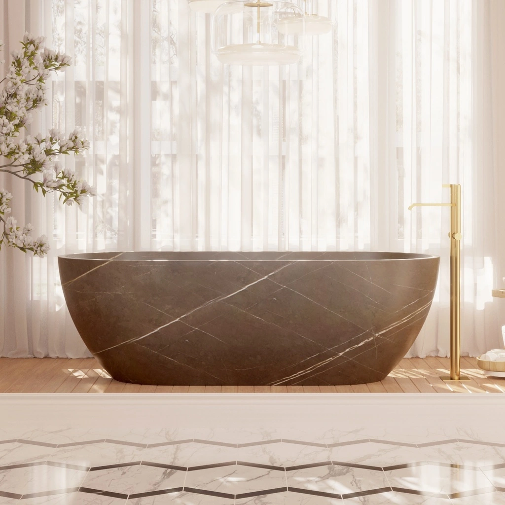 BBT003 Bathroom Pietra Grey Marble Freestanding Bathtub 1