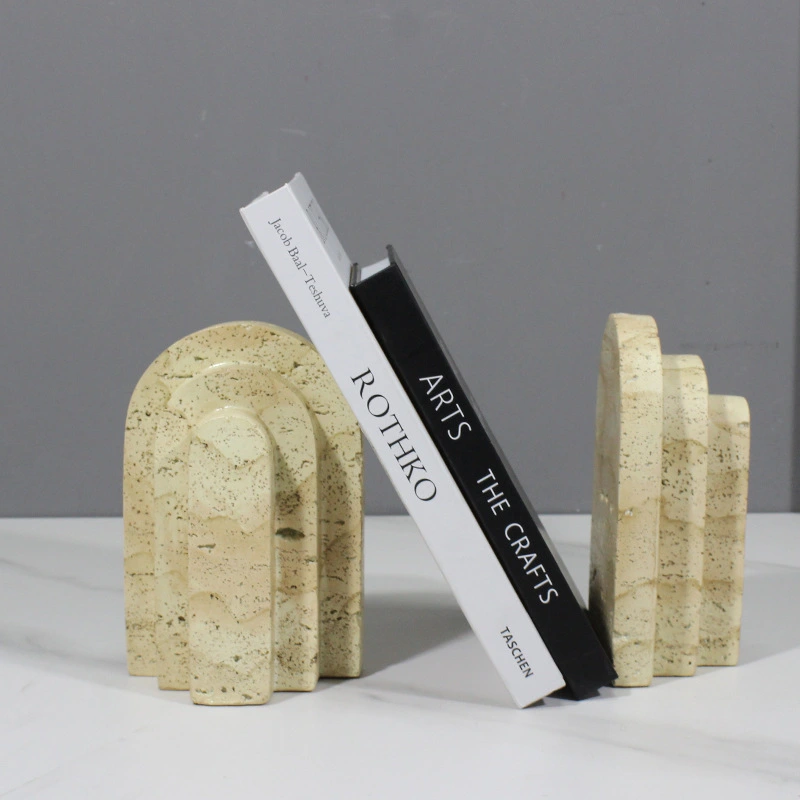 FBO002 Handcrafted Granite Bookend Top-Ranked Travertine Stone Decor for Interiors 1