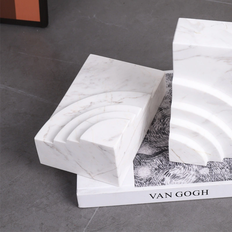 FBO003 Elegant White Marble Bookend High-Demand Natural Stone Design for Offices 1