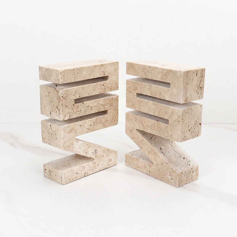 FBO006 Artisan Crafted Marble Bookend – Modern Natural Stone Home Accent 1