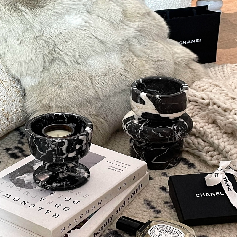 FAC002 Modern Handcrafted Luxury Marble Candle Holder – Elegant Decorative Piece 1