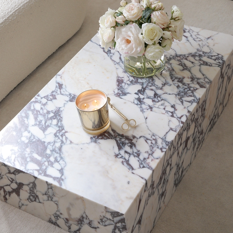 FCT003 Marble Coffee Table Calacatta Viola Marble Rectangle Plinth 1