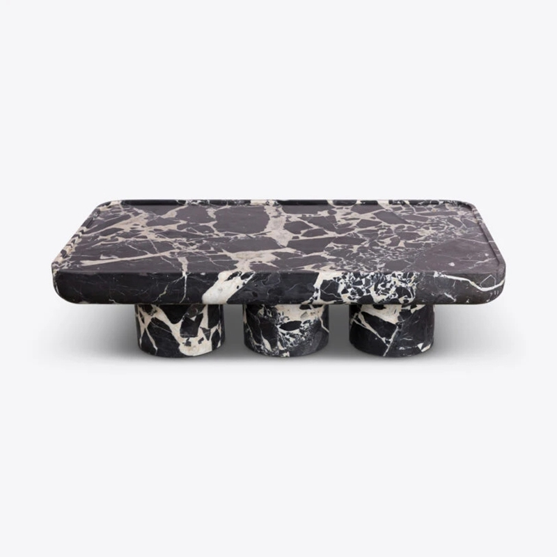FCT013 Rectangular Napoleon Black Marble Coffee Table 1