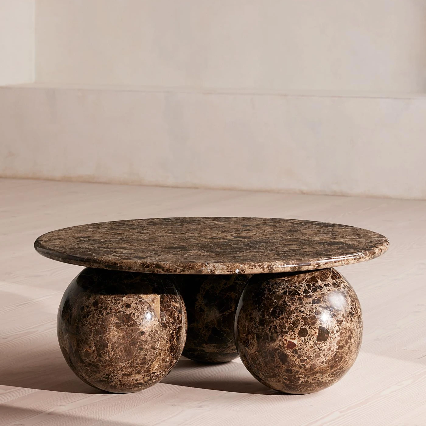 FCT008 Ball Base Dark Emperador Marble Coffee Table 1