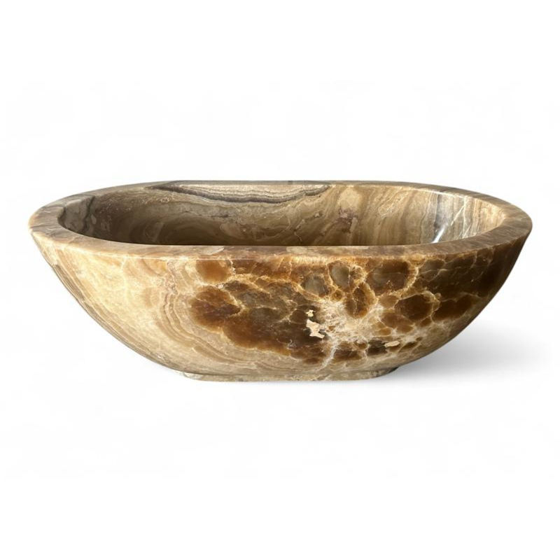 BBT008 Bathroom Natural Luxury Onyx Oval Freestanding Bathtub 1