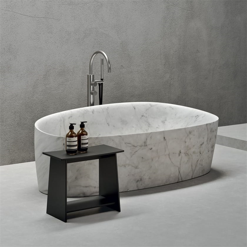 BBT006 Bathroom Italian Carrara White Marble Freestanding Bathtub 1