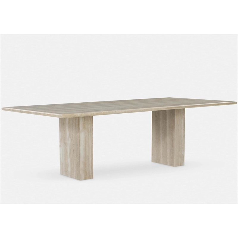 FDT001 Natural Stone Beige Travertine Long Rectangular Dining Table 1