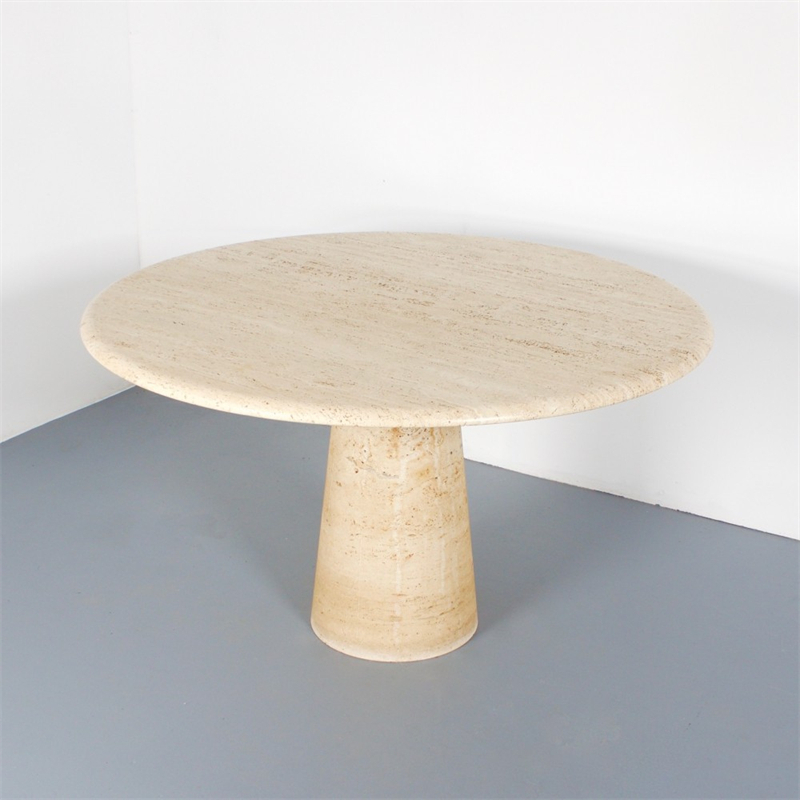 FDT011 Natural Beige Travertine Round Dining Table 1