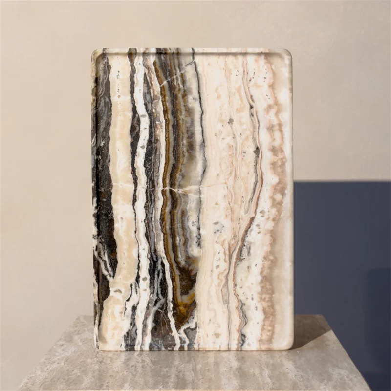 FTR004 Luxury Tiramisu Travertine Small Rectangle Tray for Restaurant 1