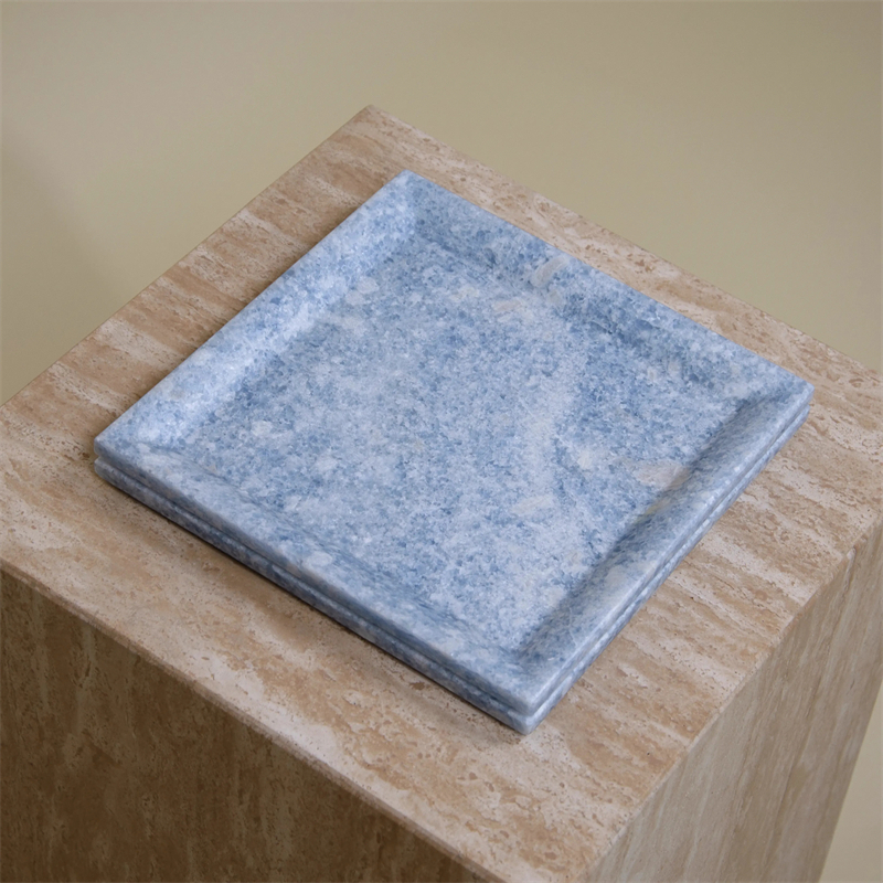 FTR001 Natural Blue Crystal Marble Stone Jewelry Storage Tray 1