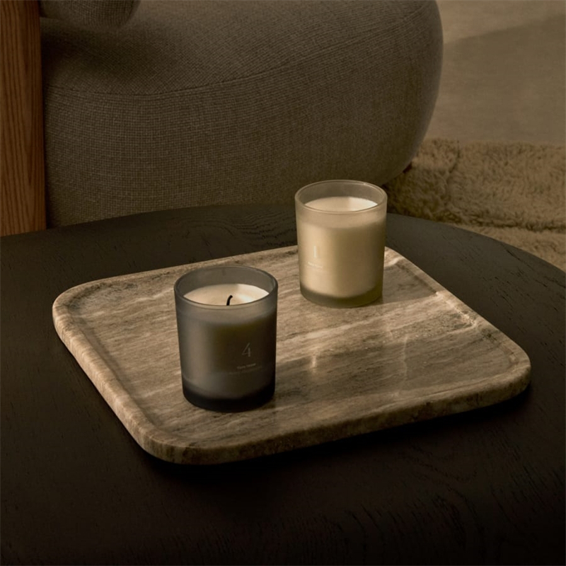 FTR009 Natural Marble Grey Travertine Stone Square Tray 1