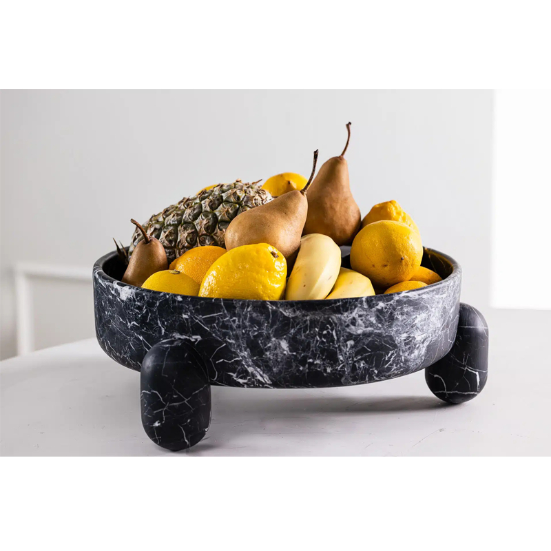 FTR010 Black Nero Marquina Marble Fruit Bowl Tray 1