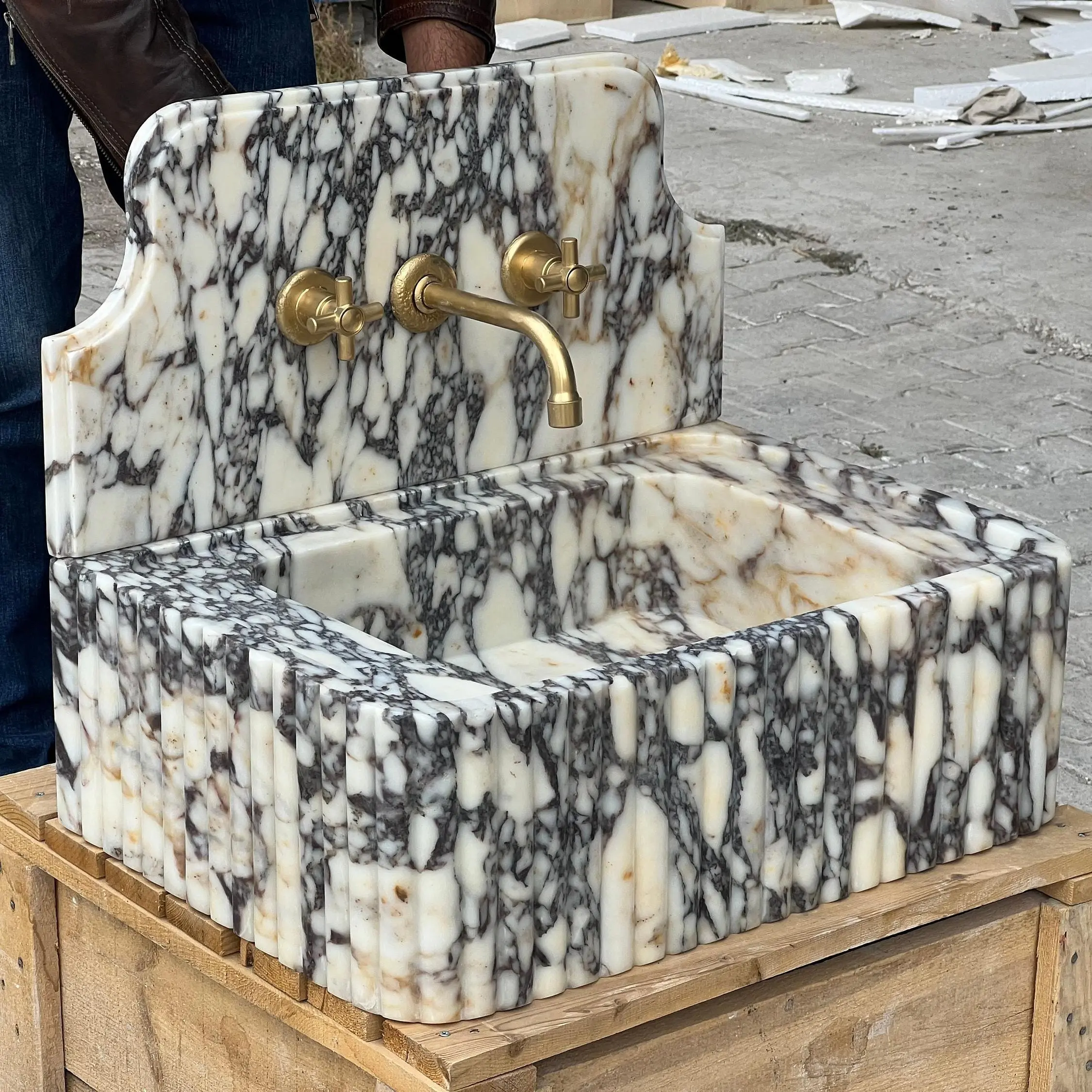 BSB016 High-end white Italy marble stone sink for Timeless Beauty 1