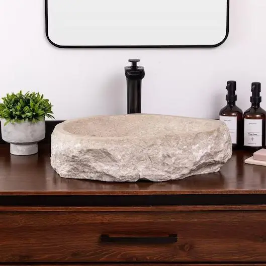 BSB020 Rustic stone trough sink for Industrial Flair 1
