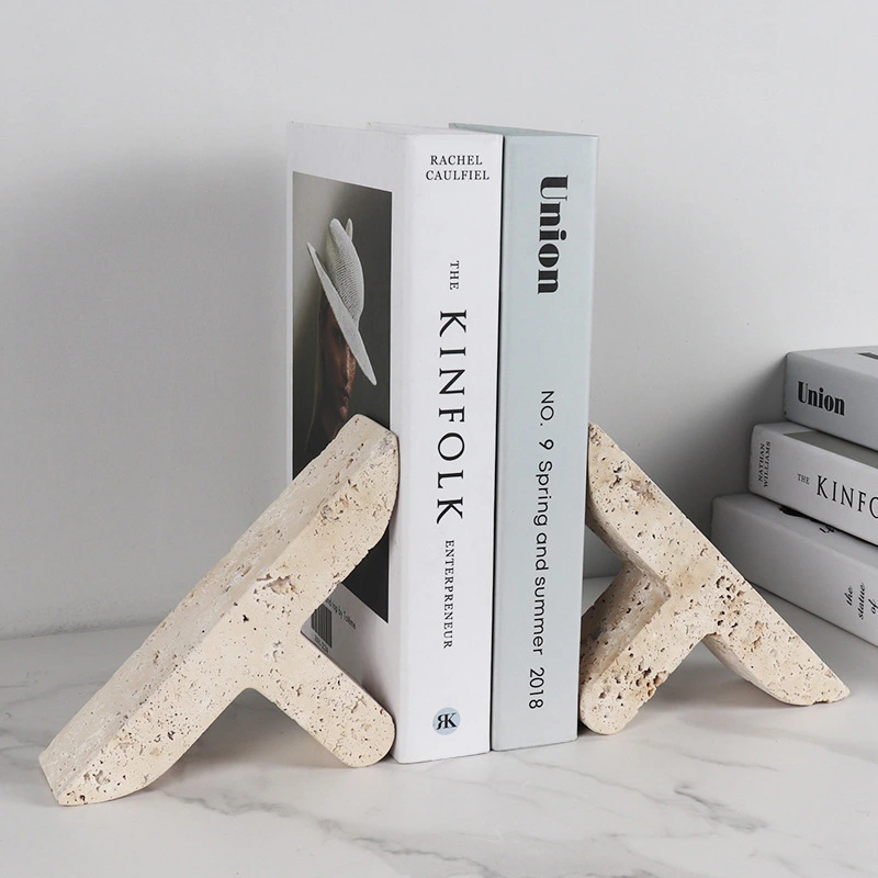 FBO007 Vintage Stone Bookend – Unique Granite & Marble Design for Shelves 1