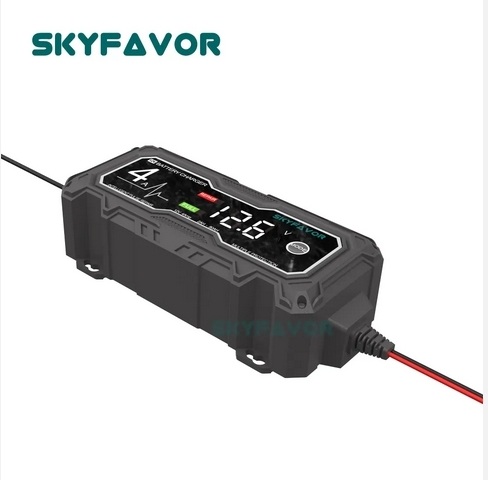 Încărcător de baterie cu ciclu adânc de 12V 12V 4A automat cu gel de plumb acid agm Încărcător universal de baterie de mașină pentru motociclete cu reparare puls 1