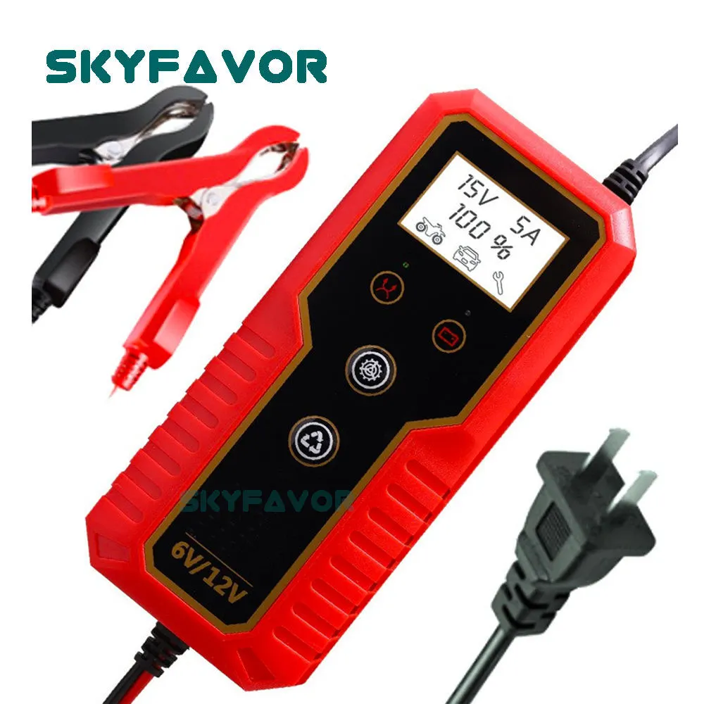 Fabriek motorfiets auto acculader 6V 12V 8A Universele Automatische puls Reparatie loodaccu oplader met lcd-scherm 1